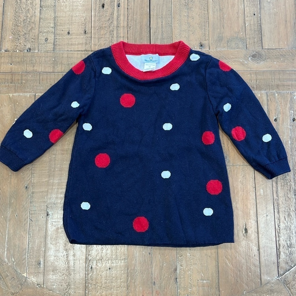 Florence Eiseman navy polka dot sweater tunic